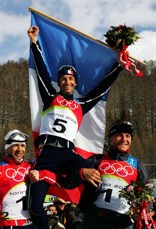 BJOERNDALEN Ole Einar, , DEFRASNE Vincent, , FISCHER Sven. Torino 2006 Men Pursuit