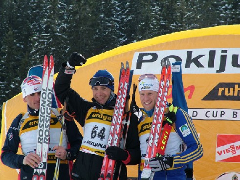 BERGMAN Carl Johan, , BJOERNDALEN Ole Einar, , POIREE Raphael. Pokljuka 2006 Men Sprint