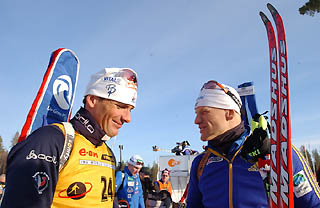 BERGMAN Carl Johan, , POIREE Raphael. Kontiolahti 2006 Men Sprint