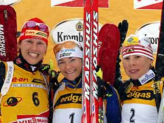 ZIDEK Anna Carin, , WILHELM Kati, , ZUBRILOVA Olena. Kontiolahti 2006 Women Pursuit