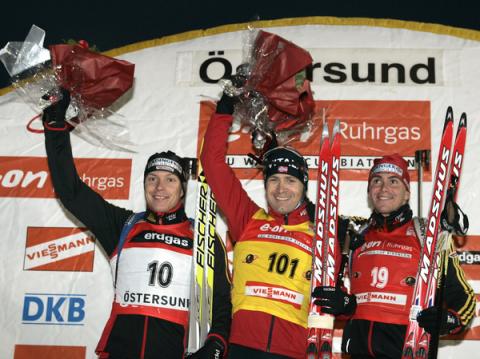 BIRNBACHER Andreas, , BJOERNDALEN Ole Einar, , GREIS Michael. Oestersund 2006 Men Individual