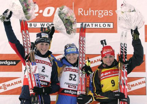 BAILLY Sandrine, , HENKEL Andrea, , ZIDEK Anna Carin. Hochfilzen/Osrblie 2006 Women Sprint