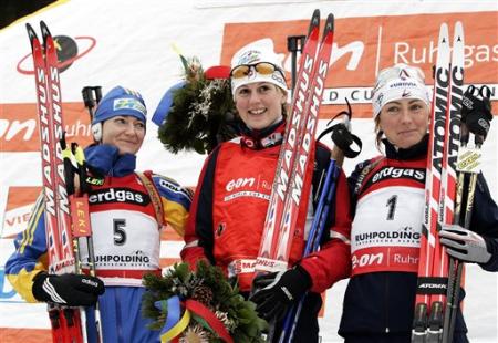 BAILLY Sandrine, , BAVEREL-ROBERT Florence, , ZIDEK Anna Carin. Ruhpolding 2007. Women Sprint.