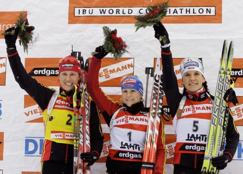 BECK Martina, , WILHELM Kati, , LANG Kathrin. Lahti 2007. Pursuit women.