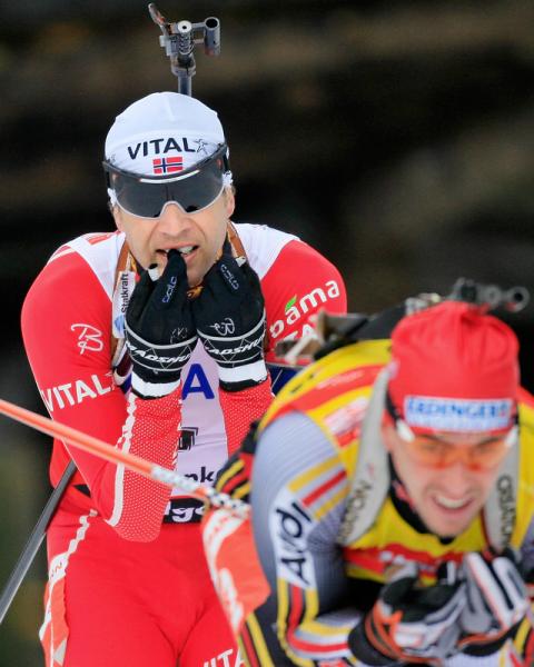 BJOERNDALEN Ole Einar, , GREIS Michael. Holmenkollen 2007. Men pursuit.