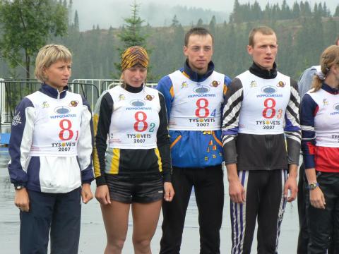 SEMERENKO Valj, , KAPUSTA Yuliya, , VOZNIAK Andriy, , BOGAY Andry. Tysovets 2007. Mixed relay