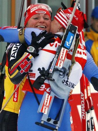 AKHATOVA Albina, , HENKEL Andrea. World Championship 2008. Ostersund. Pursuit. Women.