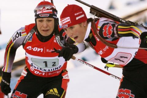 BUCHHOLZ Sabrina, , NEUNER Magdalena. World Championship 2008. Ostersund. Mixed relay.