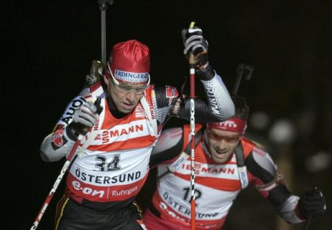 GREIS Michael, , HALLENBARTER Simon. World Championship 2008. Ostersund. Individual. Men.