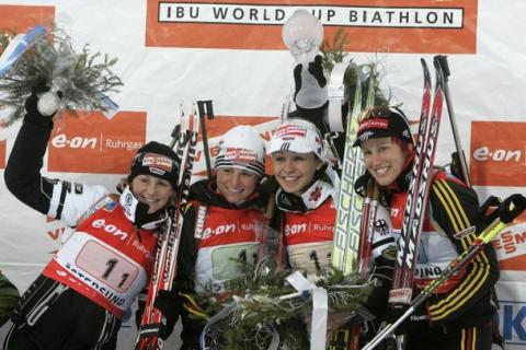 BECK Martina, , HENKEL Andrea, , NEUNER Magdalena, , WILHELM Kati. World Championship 2008. Ostersund. Relay. Women.