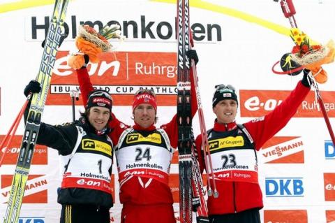 PINTER Friedrich, , ROESCH Michael, , SVENDSEN Emil Hegle. Holmenkollen 2008. Men. Sprint.