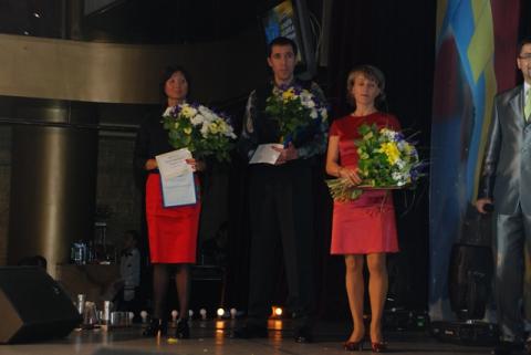 AIDAROV Alexei, , LEMESH Nina, , PETROVA Olena. First ukrainian ceremony Biathlon Golden 10 (MTS photos)