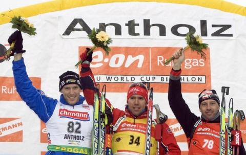 FERRY Bjorn, , SIKORA Tomasz, , SVENDSEN Emil Hegle. Antholz 2009 Sprint Men