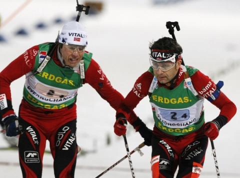 BJOERNDALEN Ole Einar, , HANEVOLD Halvard. World Championship 2009. Relay. Men.