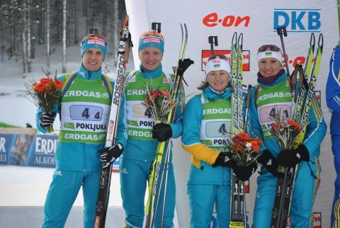 SEDNEV Serguei, , SEMERENKO Vita, , BILOSYUK Olena, , SEMENOV Serhiy. Pokljuka 2010. Mixed relay