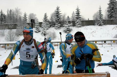 DERYZEMLYA Andriy, , SERDYUK Mykhaylo. Ukrainian Biathlon Cup, December 2010. Tysovets
