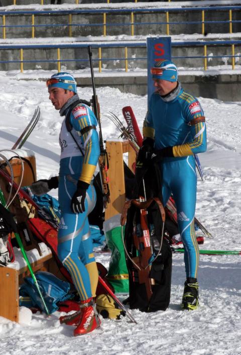 DERYZEMLYA Andriy, , PRYMA Roman. Ukrainian Biathlon Cup, December 2010. Tysovets