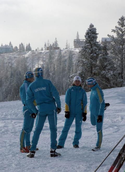 BILANENKO Olexander, , PRYMA Roman, , SEMERENKO Valj, , SEMERENKO Vita. Ukrainian Biathlon Cup, December 2010. Tysovets