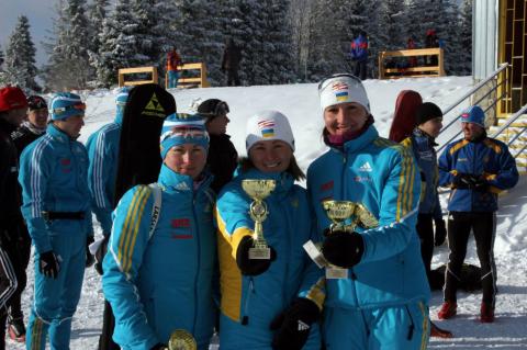 SEMERENKO Valj, , SEMERENKO Vita, , BILOSYUK Olena. Ukrainian Biathlon Cup, December 2010. Tysovets