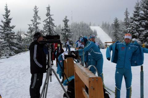SEMERENKO Vita, , BILOSYUK Olena, , SUPRUN Inna, , Shamraj Grigoriy. Ukrainian Biathlon Cup, December 2010. Tysovets