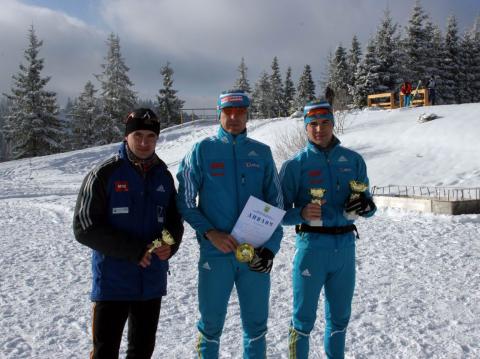 BILANENKO Olexander, , PRYMA Roman, , SERDYUK Mykhaylo. Ukrainian Biathlon Cup, December 2010. Tysovets