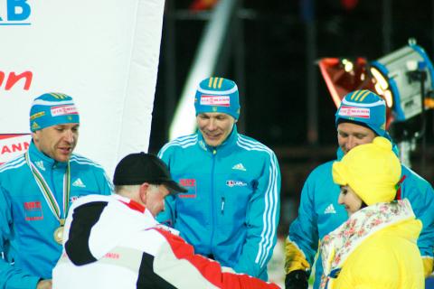 BILANENKO Olexander, , DERYZEMLYA Andriy, , SEMENOV Serhiy. World championship 2011. Relay. Men