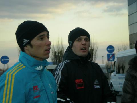 SEDNEV Serguei, , PRYMA Artem. Meeting of the biathlon team of Ukraine. Kyiv, Boryspil airport, 21.03.2011