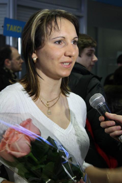 BILOSYUK Olena. Meeting of the biathlon team of Ukraine. Kyiv, Boryspil airport, 21.03.2011