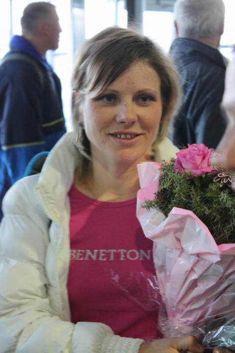 SUPRUN Inna. Meeting of the biathlon team of Ukraine. Kyiv, Boryspil airport, 21.03.2011