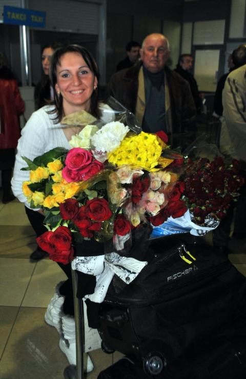 BILOSYUK Olena. Meeting of the biathlon team of Ukraine. Kyiv, Boryspil airport, 21.03.2011