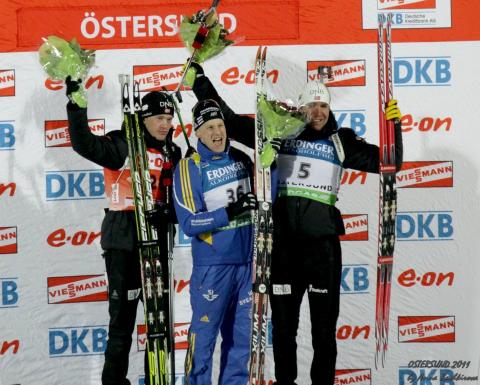 BERGMAN Carl Johan, , SVENDSEN Emil Hegle, , BOE Tarjei. Oestersund 2011. Sprints