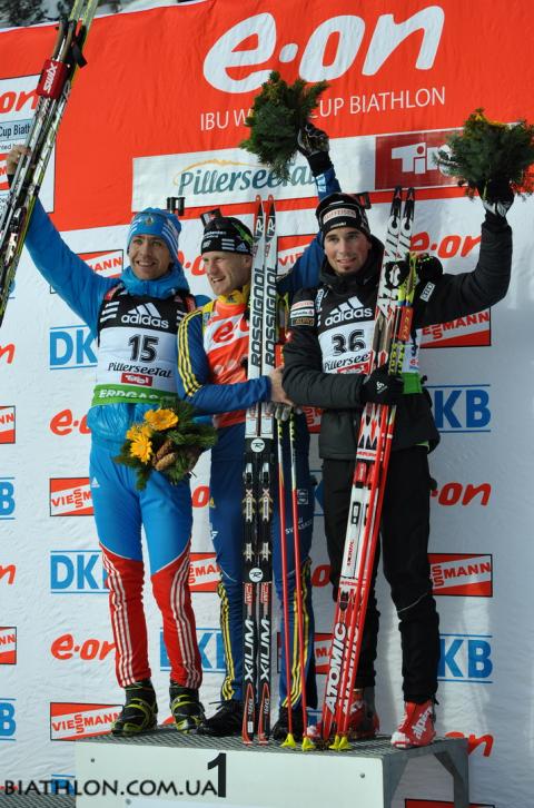 BERGMAN Carl Johan, , MAKOVEEV Andrei, , WEGER Benjamin. Hochfilzen 2011. Sprint. Men