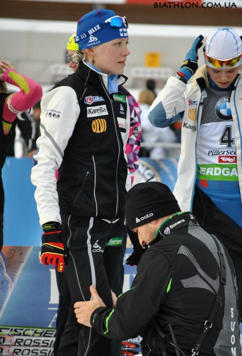 MAKARAINEN Kaisa, , EDER Mari. Hochfilzen 2011. Sprint. Women