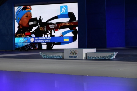 SEMERENKO Vita. Sochi 2014. Women\'s sprint award ceremony