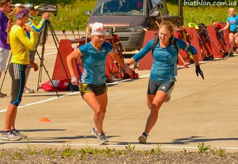 DZHIMA Yuliia, , BONDAR Yana. Ukrainian women biathlon team training in Otepaa (July 2014)
