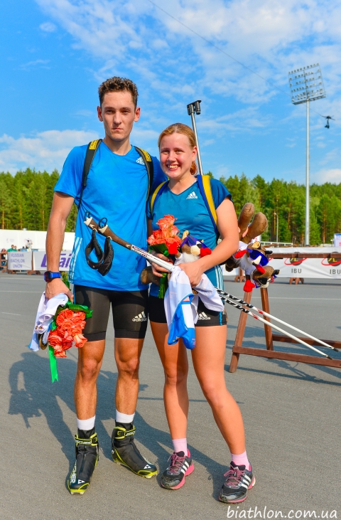 MERKUSHYNA Anastasiya, , TISHCHENKO Artem. Tyumen 2014. Summer WCH. Mixed relay. Juniors