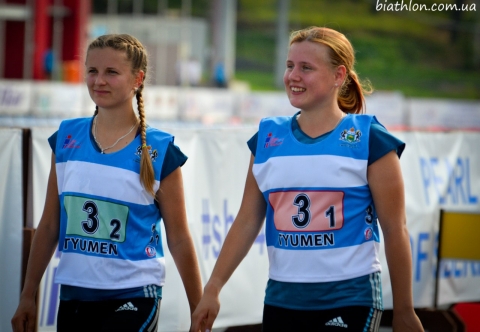 MERKUSHYNA Anastasiya, , ZHURAVOK Yuliya. Tyumen 2014. Summer WCH. Mixed relay. Juniors