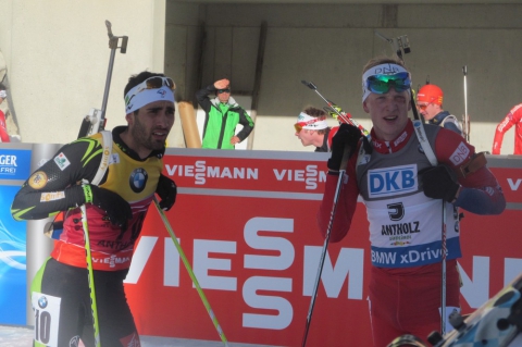 FOURCADE Martin, , BOE Johannes Thingnes. Antholz 2015. Sprint. Men
