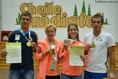 MERKUSHYNA Anastasiya, , IVKO Maksym, , MORIEV Alexander, , ZHURAVOK Yuliya. SWCH 2015. Medal ceremony
