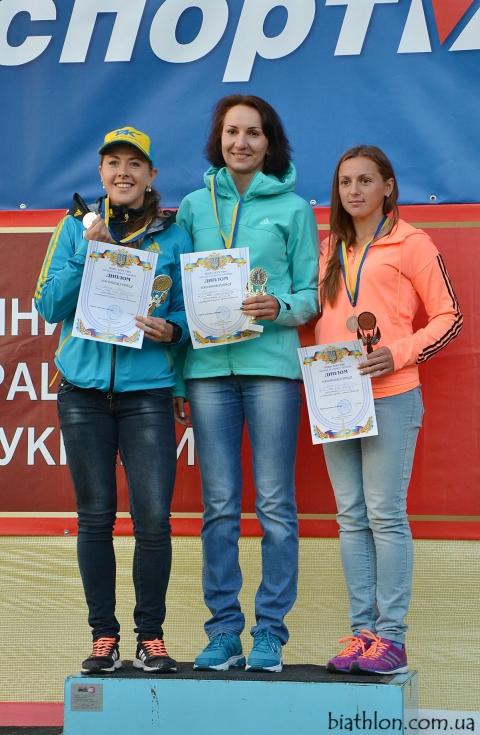 BILOSYUK Olena, , DZHIMA Yuliia, , PETRENKO Iryna. Summer championship of Ukraine 2015. Awards ceremony