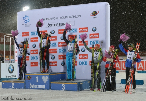 BILOSYUK Olena, , KOUKALOVA Gabriela, , SANFILIPPO Federica . Ostersund 2015. Sprint. Women