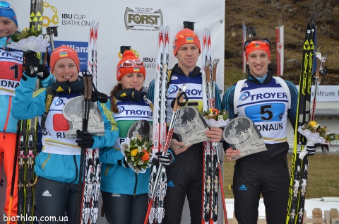 KILCHYTSKYY Vitaliy, , PETRENKO Iryna, , MERKUSHYNA Anastasiya, , RUSINOV Dmitry. Ridnau 2015. Mixed relays