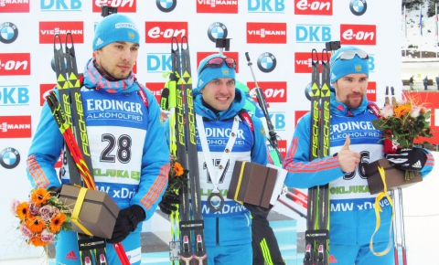 SHIPULIN Anton, , GARANICHEV Evgeniy, , SLEPOV Alexey. Pokljuka 2015. Sprint. Men