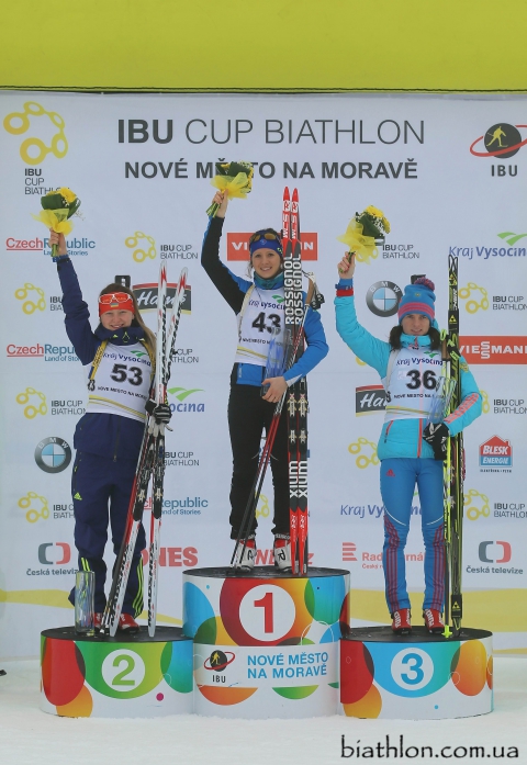 SLEPTSOVA Svetlana, , CHEVALIER ANAIS-BOUCHET, , BONDAR Yana. Nove Mesto 2016. IBU cup, sprints