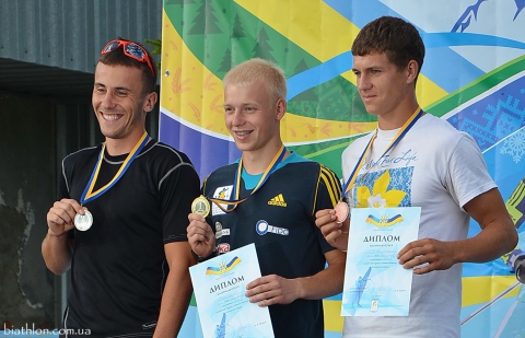 IVKO Maksym, , MORIEV Alexander, , MYHDA Anton. Junior summer championship of Ukraine 2016. Tysovets. Medal ceremony