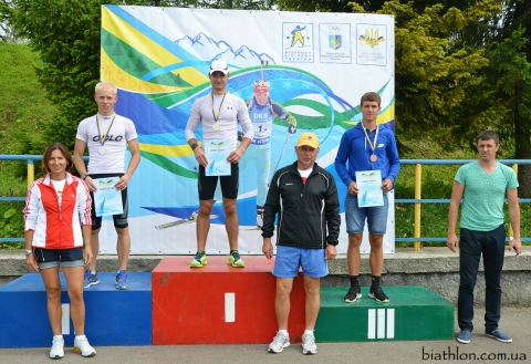 MORIEV Alexander, , MYHDA Anton, , LESYUK Taras. Junior summer championship of Ukraine 2016. Tysovets. Medal ceremony