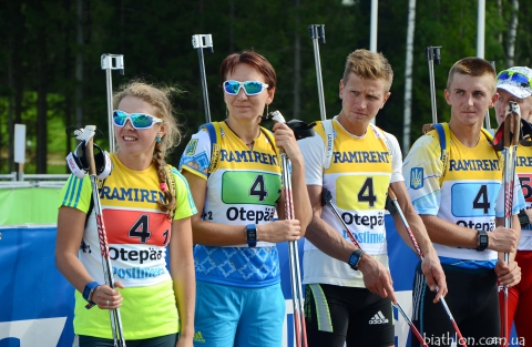 BILOSYUK Olena, , SEMENOV Serhiy, , DZHIMA Yuliia, , PIDRUCHNUY Dmytro. Otepaa 2016. Mixed relays