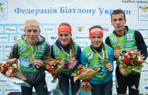 BRYHYNETS Yuliya, , IVKO Maksym, , MYHDA Anton, , DMYTRENKO Valeriya. Ukrainian Summer Championship 2016. Mixed relay