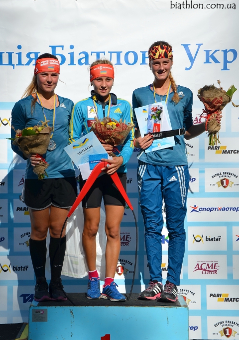 BRYHYNETS Yuliya, , KOVALENKO Anna, , DMYTRENKO Valeriya. Ukrainian Summer Championship 2016. Mass start