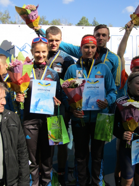 ZHURAVOK Yuliya, , DUDCHENKO Anton, , TSYMBAL Bogdan, , KRYVONOS Anna. Summer Ukrainian Championship 2017. Mixed relay